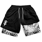 Y2K Sommer Männer Streetwear Anime Hohe Taille Oversize Atmungsaktive Gym Kurze Hosen Training Fitness Workout Track Shorts Kleidung-Schwarz (B)-XXXL