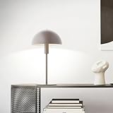Lightbox moderne Tischlampe in Pilzform -Tischleuchte mit Schnurzwischenschalter - für Schlafzimmer - 36 cm Höhe & 20 cm Durchmesser - aus Metall in Taupe