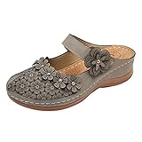 Sandalen Damen Sommer Elegant Flach Elegante Vintage Hausschuhe Sommer Mit Absatz Elastisch Freizeit Damen Slipper Leder Bequem Retro Sexy Pantoletten Frauen Geschlossen Rieker Mädchen Flip Flops