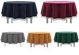 MB Warenhandel24 Tischdecke Gartentischdecke aus Polyvinylchlorid (PVC) einfarbig mit Fransen Classic viele Größen Formen und Farben (Rund D: 130 cm, Grau)