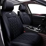 WANGIRL Sitzbezüge Auto Vordersitze 2 Stück, Autositzbezüge Leder Universal Set, Kompatibel mit Den Meisten Limousinen und SUV (Schwarz)