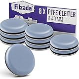 Filzada® 8x Teflongleiter Selbstklebend - Ø 40 mm (rund) - Profi Möbelgleiter/Teppichgleiter PTFE (Teflon)