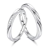 KALVICA 2 Pieces 925 Sterling Silver Ringe für Couple Damen Herren Verlobungsring Set Trauringe Paare Freundschaftsringe Verstellbarer Ring für Geburtstag Valentinstag Jubiläum