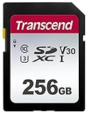 Transcend Highspeed 256GB SDXC Speicherkarte (für Digitalkameras / Photo Box / alltägliche Aufnahmen & Videos / Autoradio) Class 10, UHS-I U3, Video Speed Class V30 für 4K Ultra HD TS256GSDC300S