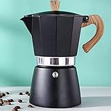 AIFUSI Moka Pot, Italienische Kaffeekanne 6 Cup/10oz, Espressokocher für Herd, Camping Manual Cuban Coffee Percolator Machine Coffee Maker Brewer Percolator (Schwarz)