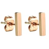 MYA art Premium Damen Titan Ohrringe Stab Ohrstecker Stecker mit Stäbchen Geometrische Formen Rosegold Vergoldet Rose Gold 10mm MYARGOHR-61