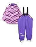 CareTec Baby und Kinder Regenjacke und Regenhose mit Fleece Futter im Set, Chateau Rose (570), 86