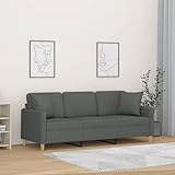 Willood 3-Sitzer-Sofa mit Zierkissen Dunkelgrau 180cm Stoff Sofa Set Indoor Sofa
