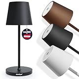 charlique LED Akku Tischlampe (Schwarz) - Dimmbares Dinner Light - Tischleuchte mit USB, Innen/Außen, Warmweiß - mit Spritzwasserschutz für Balkon, Terrasse & Garten - 28 cm hoch