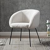 Wahson Sessel Kunstfell Loungesessel Modern Polsterstuhl mit Metallbeinen Einzelsessel für Schlafzimmer/Wohnzimmer (Weiß)