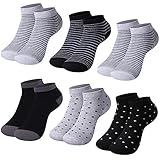 L&K-II 12 Paar Damen Sneaker Socken kurze socken sportsocken Freizeitsocken Mädchen Füßlinge Baumwolle Frühling Sommer Sommer mit Streifte Ringel Punkte Muster 92276A 39 42