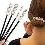 4 Stück Perle Blumen Haar Dutt Maker Damen Donut Hair Bun Maker Haarnadel Haarknoten Maker Haarhalter Haar Styling Werkzeug,Haarknoten Former Set für Kinder Mädchen Frauen