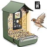 Cozion Vogelfutterhaus mit Kamera, 1080P HD Aufnahmen von Vögeln, Automatische Video und Fotoaufnahme, Ideale Futterstation für Wildvögel, Gartenhäuschen für Vogelliebhaber