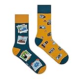 Spox Sox Casual Unisex für Damen und Herren - lustige, mehrfarbige, bunte, verrückte, unterschiedliche, gemusterte Socken für Individualisten, Gr. 44-46, Fotograf