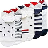 6 Paar Damen Herzsocken Baumwolle Socken Mehrfarbig Socken Liebe Herz Design Kurze Socken für Frauen Mädchen 35-38