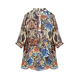 CISULI 100% Seide Damen Shirt Sommer-Shirt Seidenchiffon Bluse Frauen Tops (01, XL)