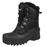 riemot Wasserdicht Schneestiefel Damen Herren,Warme Winterstiefel,Outdoor Wanderschuhe Trekkingschuhe,Legero rutschfest Outdoor Schuhe Schwarz 42 EU