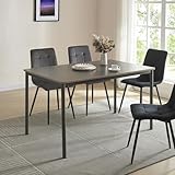 [en.casa] Esstisch Lindesberg für 4 Personen 120 x 70 cm Esszimmertisch rechteckige Tischplatte Küchentisch Stahlbeine Grau