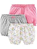 Simple Joys by Carter's Baby-Mädchen 3-Pack Bloomer Infant-and-Toddler-Shorts, Grau Herzen/Rosa/Weiß Floral, 6-9 Monate (3er Pack)