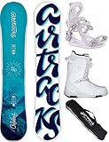 Airtracks Damen Snowboard Set Freestyle Freeride Orbelus Lady Camber 150 + Bindung Master W + Boots Strong ATOP W 41 + Sb Bag / 140 145 150 155 cm