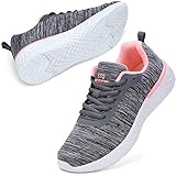 STQ Turnschuhe Damen Sneakers Fitness Sportschuhe Schuhe Orthopädische Memory Foam Arch Fit Leichtgewicht Laufschuhe Outdoor Grau Rosa 41 EU