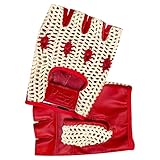 PSS Fingerloser Handschuh Leder Häkeln Netz Masche Mensch Mann Muskeltraining Bodybuilding Fitness Fahren Fahrrad Radsport Lederhandschuhe ohne Futter Gepolstert, Ref 417, Rot Größe L