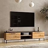 [en.casa] TV Board Lempäälä Lowboard 160 cm Fernsehtisch mit 2 Türen und 2 Ablagefächer Metallbeine Eiche rustikal/Anthrazit