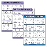 Pilates-Workout-Poster-Set Volume 1 & 2 + Aufwärm-Routine – Pilates-Matte Arbeitsübungen – Fitnessdiagramme (18 x 24, laminiert) 3er-Pack