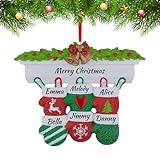 Personalisierte Weihnachtsornamente Warme Weihnachtsfäustlinge mit den Namen von 2-10 Familienmitgliedern Dekorationen, Familie Weihnachtsdekoration Geschenke, Familie 6