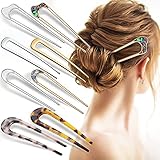 8 Stück U Förmige Haargabel Haarspange Metallspange Acetat Haarnadeln Groß French Pin Dutt 2 Zinken Haarnadel Dutt Haarstäbe Damen Frisur Zubehör Hairpin Haarspangen Mädchen