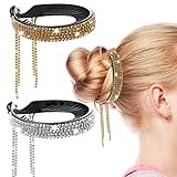 WLLHYF 2 Stück Haarknoten Clip Quaste Pferdeschwanz Haarspangen Strass Dutt Cover Glitter Claw Buns Birds Nest Hair Clips Vintage Hairpin Buckles Haarstyling Zubehör für Frauen Braut Hochzeit