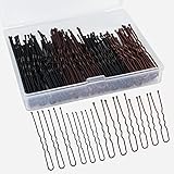 200 Stück Haarnadeln, 5cm&6cm Bobby Pins Braun Metall Haarklammern U-förmige Haarnadeln Schwarz mit Aufbewahrungsbox für Frauen Mädchen Hair Styling