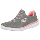 Skechers Damen Summits Sneaker, Gray Mesh Pink Trim, 39 EU