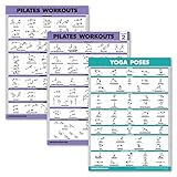 Pilates-Workout-Poster Band 1 & 2 + Yoga-Posen – Pilates-Matte Arbeitsübungen – Fitness-Diagramm-Set (18 x 24, laminiert) 3er-Pack