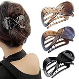 Kavya 3 Pcs Haarspangen Damen Schildpatt Haarklammer Groß, Rutschfest Haarklammern Französisch Hair Clip, Elegant Haarschmuck Mädchen