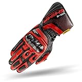 SHIMA STR-2 Motorradhandschuhe Herren - Touchscreen, Sommer, Sport Leder Handschuhe mit Carbon Knöchelprotektor, Handflächen- und Fingerschieber, Verstärkte Handfläche (Schwarz/Rot, XL)