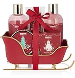 BRUBAKER Cosmetics Bade- und Dusch Set Winter Beeren Duft - 6-teiliges Geschenkset im Schlitten Weihnachten - Weihnachtsset für Frauen und Männer