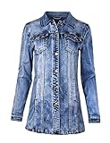 Fraternel Damen Jacke Mantel Lange Jeansjacke talliert Denim Jacket Blau 3XL