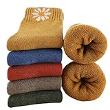 MOSOTECH 5 Paar Damen Socken, Dicke Thermosocken Warme Wintersocken Frauen Wollsocken/Bunte Stricksocken Damen Mädchen Tägliche Abnutzung/Gemütlich Atmungsaktiv