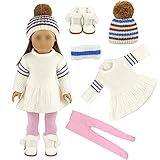 Miunana Sets Kleidung Pullover Warm Kleid Mütze Stiefel Schuhe Leggings für 44-45 cm Puppen 18 Inch Doll Puppen