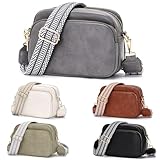 Paigtes crossbody bag damen umhängetasche damen handtasche damen kleine umhängetasche damen Handytasche zum Umhängen mit Breitem Schultergurt u 4 fächern Grau