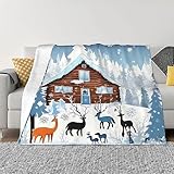 Winter Fawn Super weiche Mikrofaser-Flanelldecken, Bett, Sofa, ultra-luxuriös, warm und gemütlich, für alle Jahreszeiten