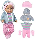 ebuddy 5pc Puppenkleider Set enthalten Mantel Bluse Hosen Hut und Socken für 43cm / 17 Zoll Neugeborene Babypuppen (Keine Puppe)