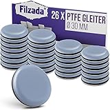 Filzada® 26x Teflongleiter Selbstklebend - Ø 30 mm (rund) - Profi Möbelgleiter/Teppichgleiter PTFE (Teflon)