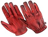 Motorradhandschuhe Leder Retro Old School Cafe RacerChopper, XXL, Rot