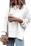 Cicy Bell Damen Übergrößen Pullover Langarm Gerippt Gestrickt Seitenschlitz Pullover für Damen Jumper Weiß XL