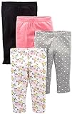 Simple Joys by Carter's Baby-Mädchen 4-Pack Pant Hose, Grau Herzen/Rosa/Schwarz/Weiß Floral, 0-3 Monate (4er Pack)