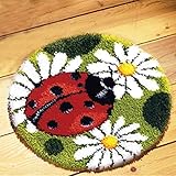 LUBOT Ladybug Knüpfhaken-Set, Teppichherstellung, für Kinder/Erwachsene, mit bedrucktem Leinenmuster, 50,8 x 50,8 cm