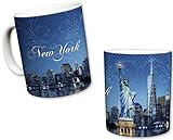 Sweet Gisele | New York City inspirierte Tasse | Keramik NYC Kaffeetasse | Downtown Manhattan Skyline | One World Trade Center & Statue of Liberty | Hudson River Shot | tolles Geschenk | 3,5 l