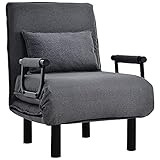 ZYLOYAL10 Umwandelbarer Schlafsofa-Schlafsessel, verstellbare Rückenlehne mit 6 Positionen, klappbarer Sessel mit Kissen, gepolsterter Sitz, Freizeit-Chaiselounge-Couch für Zuhause, Büro (Grau)